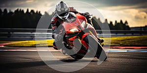 Motorcycle Leaning into a Fast Corner on Track The Thrill of MotoGP Racing