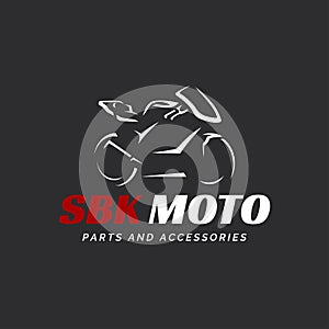Motorcycle logo on dark background.