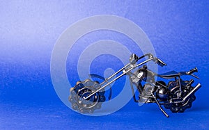 Motorcycle model - chopper on a blue background