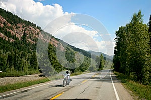 Motorcycle on Mountain Road