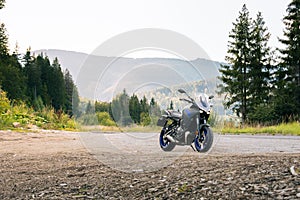 Motorcycle on muddy road in the outdoors