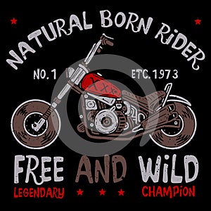 Motorcycle natural born rider quote tee graphic set slogan wall art pyjamas home textile postcard print sticker design