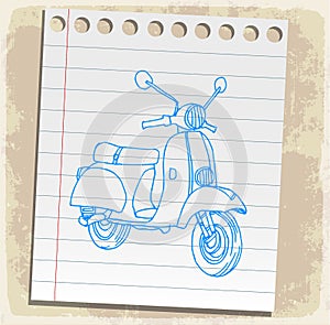 Motorcycle on paper note, vector illustration