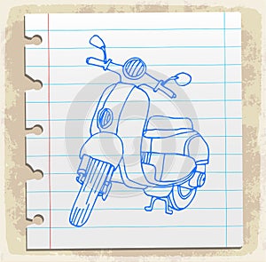 Motorcycle on paper note, vector illustration