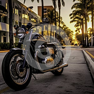 Motorcycle parked along the street