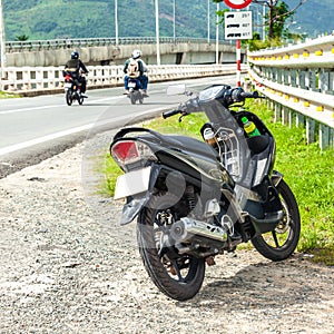 Motorcycle parked on the roadside