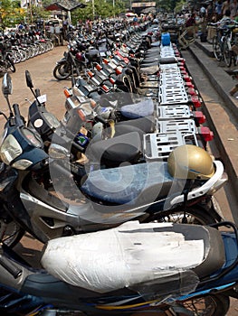 Motorcycle Parking Lot. Mandalay, Myanmar (Burma)