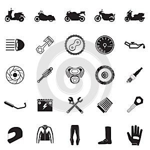 motorcycle part and item set photo