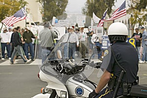 A motorcycle policeman