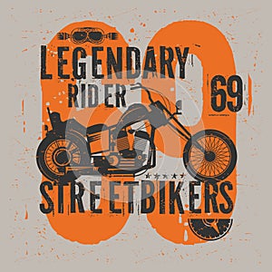Motorcycle poster with text Legendary Rider