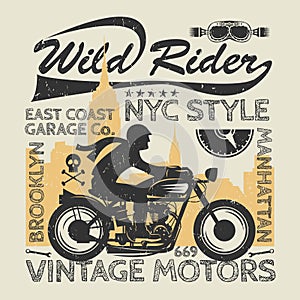 Motorcycle poster with text Wild Rider