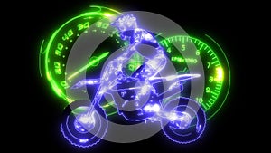 Motorcycle race cornering laser animation