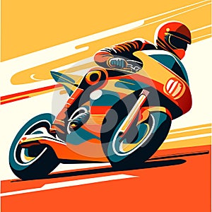 Motorcycle race on the road. Vector illustration of motorbike. Generative AI