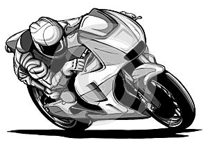 Draw motorcycles racers biker vector illustration design