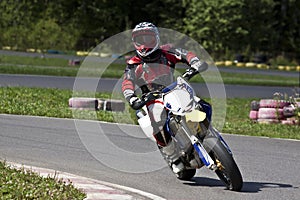 Motorcycle racer on route