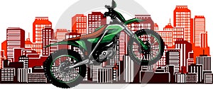 Motorcycle racing in city cartoon vector concept.