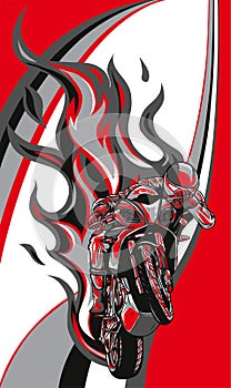 Motorcycle Racing with Fire Vector illustration design