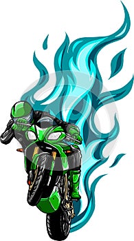 Motorcycle Racing with Fire Vector illustration design