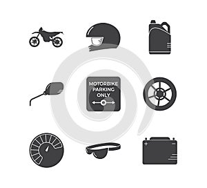 Motorcycle racing simple icon set