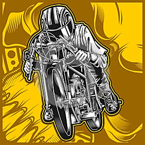Motorcycle racing vector hand drawing photo