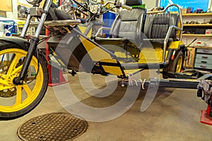 Motorcycle in a repair shop