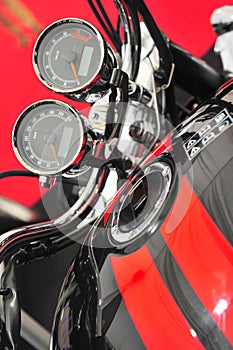 Motorcycle revs an mileage gages