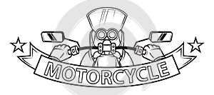 Motorcycle ribbon emblem logo