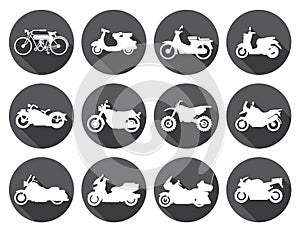 Motorcycle rider Icons set. Vector Illustration