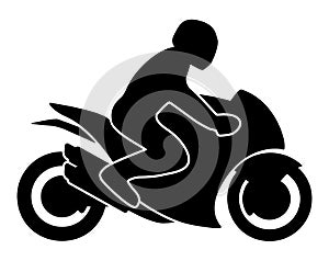 Motorcycle Rider on a Sport Bike Silhouette Isolated Vector Illustration