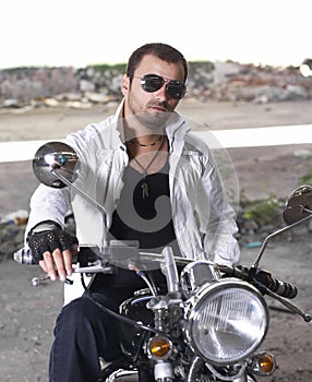 Motorcycle rider with sunglasses