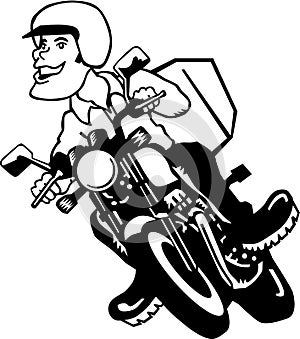 Motorcycle Rider Vector Cartoon Illustration