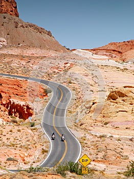 Motorcycle riding in Valley of Fire