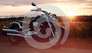 Motorcycle on the roadside photo