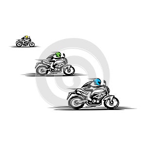 Motorcycle running white background