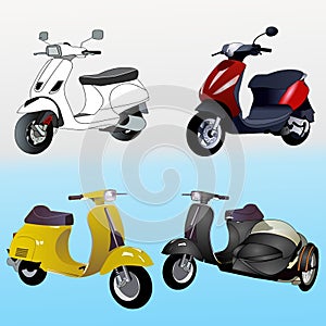 Motorcycle Scooter 4 in 1 Vector Image