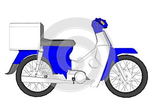 Motorcycle set. Motorbike and scooter, bike and chopper. Motocross and delivery vehicles side view isolated vector flat icons