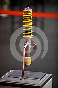 Motorcycle shock absorber with a yellow spring