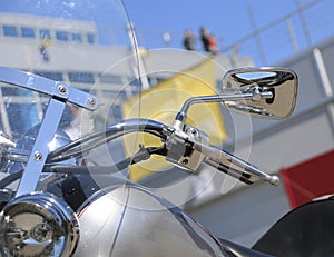 Motorcycle side mirror. handle and rear view mirror of motorcycle.