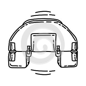 Motorcycle Soft Luggage Icon. Doodle Hand Drawn or Outline Icon Style