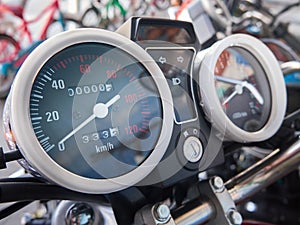 Motorcycle. spare parts and components. engine. speedometer photo