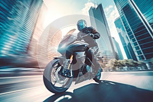 Motorcycle speeding. Generate Ai