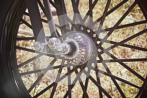 Motorcycle spokes in the morning