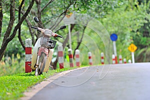 Motorcycle stop on road