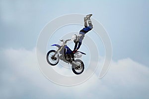 Motorcycle stunt acrobatics