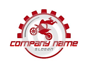 Motorcycle stunt logo on white background