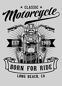 Motorcycle T-shirt Design in Black and White Style photo