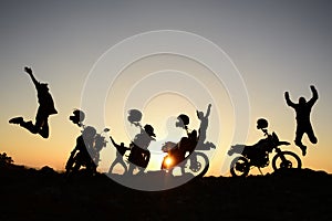 Motorcycle team, travel and happiness