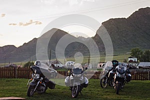 Motorcycle Travel Group. Altai Mountains.