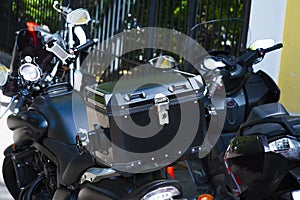 Motorcycle for using in deliverying a package. Postal service concept