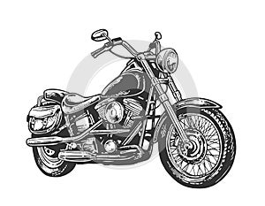 Motorcycle. Vector engraved illustration